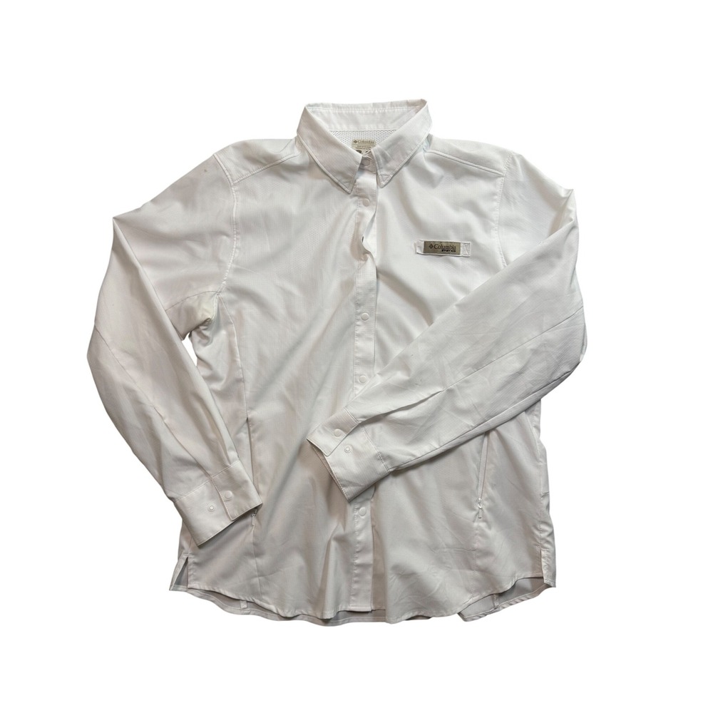 Columbia PFG Womens Large White Long Sleeve Fishing Shirt Button Up